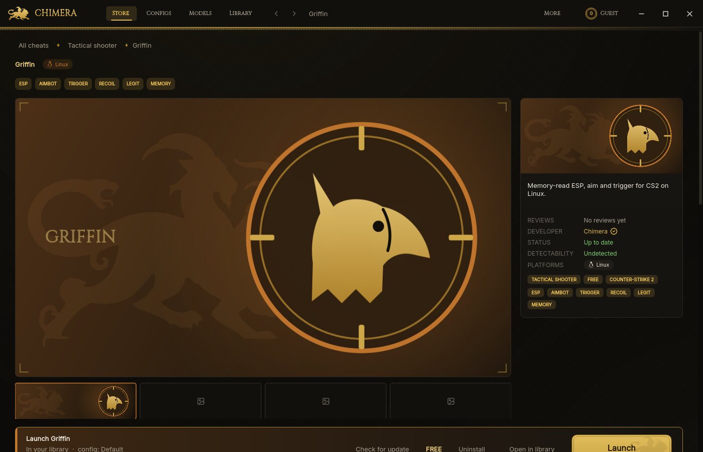A cheat's window in the launcher